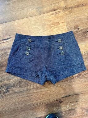 Express Navy Denim Sailor-Button Shorts